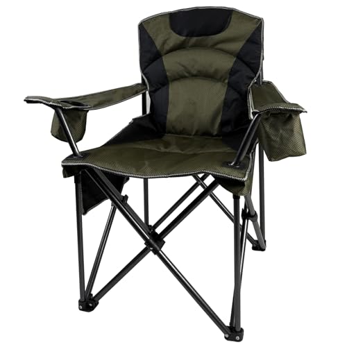 Jacgood Camping Chair for Adults Heavy Duty 500LBS, Oversized Folding with Hard Armrests & Side Pockets, Wide Portable Lawn Chair for Big and Tall People, Outdoor Garden Beach Fishing Foldable