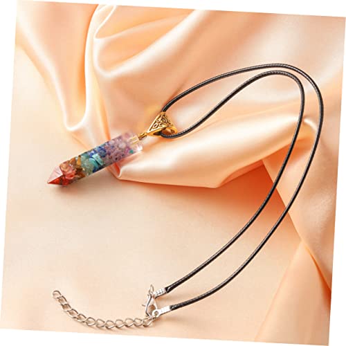 Collier en cuir de qualité supérieure et son prisme hexagonal en pierre - 2