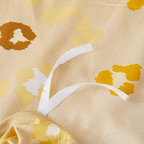 Kadsh Cheetah Printed Duvet Cover Set Queen, Leopard Print Comforter Cover 3 Pcs ,Africa Wild Animal Theme Bedding Set Yellow With 2 Pillow Cases (Yellow Leopard,Queen 229X229Cm) #TOP6