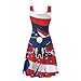 Qznuberone Amercian Flag 4th of July Dress for Women Summer Sleeveless Eagle Red White and Blue Sundress (Amercian Flag Eagle,XS)