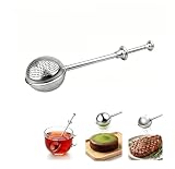 Teesieb 1 Stück 304 Edelstahl, Teaballs mit Drehverschluss, für Losen Tee & Teeei, Multifunktional für Tee & Backen (Mehl, Zucker, Kakao) – Große & Halbe Löcher (silbern A - 1 Stück)