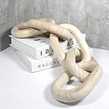 fghuim Wood Chain Link Decor and Beaded Garland Set - Hand Carved Decorative Wood Chain, Home Decor, Farmhouse