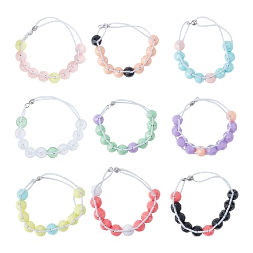DELORIGIN 9pcs Golf Score Counter Beads 9 Colors Golf Crossover Bead Count Stroke Score Counter Beads Elastic Bracelets to Count Strokes for Novice Elderly to Remember Scores