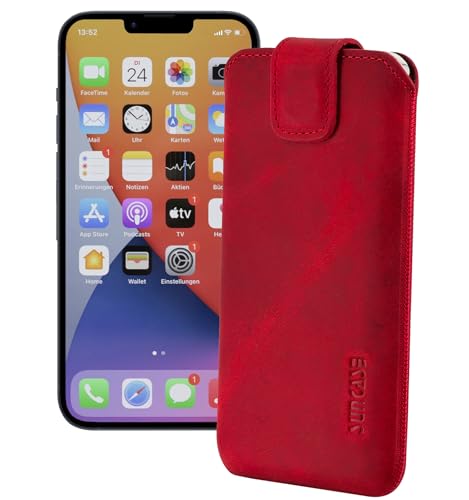 Housse iPhone 15 Pro cuir avec languette et fermeture magnétique