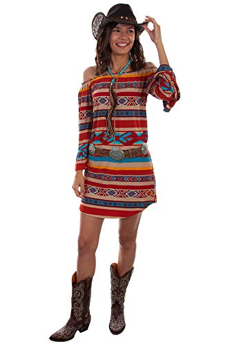 Scully Women's Honey Creek by Serape Off Shoulder Long Sleeve Dress Multi X-Large