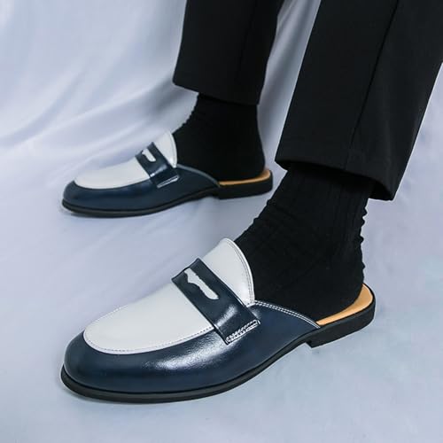 Men's Classics Leather Slip-On Mules Slippers Stylish Formal Backless Flats Penny Loafers Work Slides Casual Business Half Loafers Sandals4