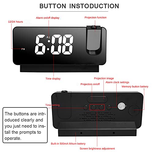 Bigfox Projection Alarm Clock, 180°Rotatable Digital Alarm Clocks With Clear Led Screen Alarm Clock On Ceiling 12/24H Snooze Function Adjustable Brightness Alarm Clocks For Bedrooms #TOP1