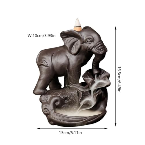 Brûleur d'encens éléphant argile violette reflux déco maison - 3