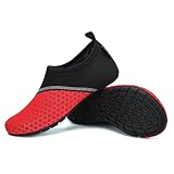 SAGUARO Herren Damen Badeschuhe Wasserschuhe Schwimmschuh Aquaschuhe Strandschuhe Surfschuhe Barfußschuhe für Strand,Beach,Pool,Surfen,Aqua,Meer,Wassersport Rot, Gr.42/43