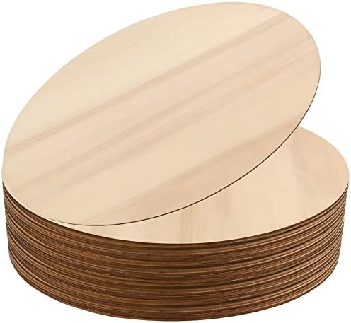 JAPCHET 30 Pieces 10 Inch Round Wood Circles, Blank Unfinished Wood Rounds, Round Wood Discs for Crafts, Door Hanger, Wood Plaque, Wood Sign, Wood Burning