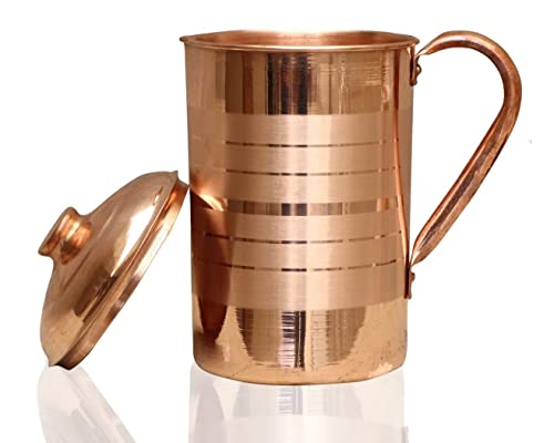 Image of Pure Copper Tamba Water Jug 1.5 Litre Storage Water, Home, Kitchen, Office,Gifts, Benefits for Health (1.5 Litre Jug) Brown