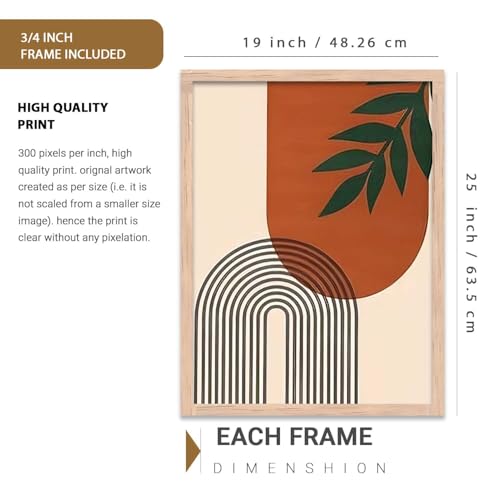 Image of kotart Home Decor Boho Painting Decorative Wall Art poster With Frame For Living Room Bed Room Hotel Wall Decor Digital Reprint Set of 3 (19X25 inch)