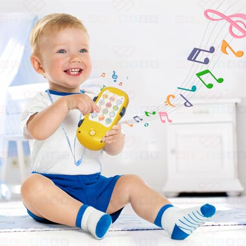 Wembley Crocodile Early Learning Projection English Portable Baby Intelligent Mobile Phone Toy, Battery Operated Musical Soft Plastic Toy, (Yellow) - Image 8