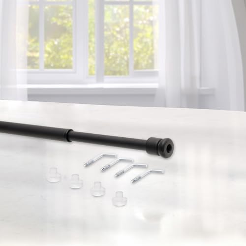 BricoShopping® Paar verstellbare Druckstangen mit Feder, ausziehbar, für Türen, Fenster, Stäbe und Nägel, Gardinenstangen für den Innenbereich, ohne Bohren (Cm 63/110, Schwarz)