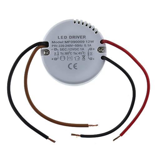 SeKi Trasformatore 12 V/12 Watt, 1 Ampere, design sottile con un diametro di 55 mm e un'altezza di 23 mm, adatto quindi a barattoli da incasso