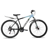 HH HILAND Mountain Bike for Men and Women, 21-Speed Adult Bicycle with Lightweight Aluminum Alloy Frame, Dual Disc Brakes, MTB Trail Bike for Cross-Country Commuting and Trail Riding, 27.5 Inch Blue
