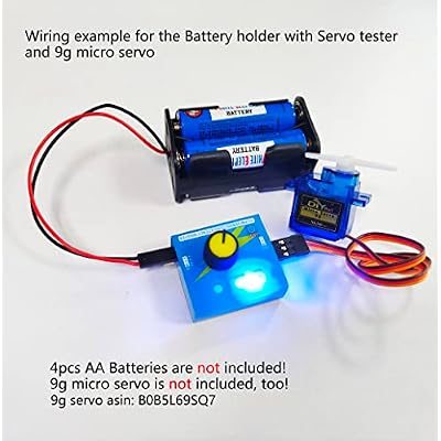 4 Cell AA Battery Holder Case with JR Connector 2P Black Red Wire + 3CH Digital Servo Tester ESC Speed Controller Checker CCPM Servo Consistency Master for Helicopter Car Boat Robot Servo