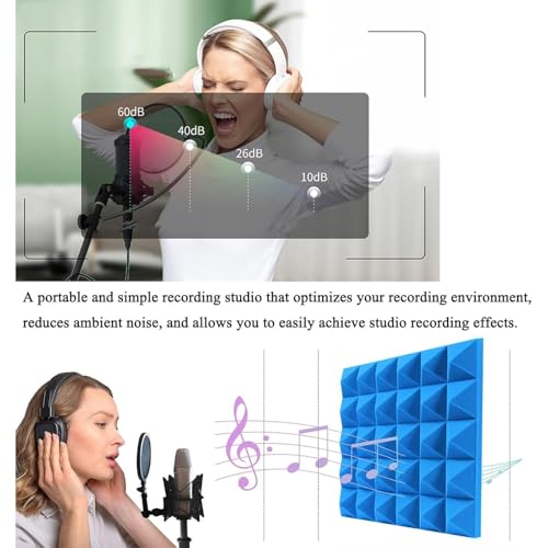 Cabina Acústica Portátil para Escritorio HONGKEFIT, Cubierta Acústica para Microfono, Cubo de Aislamiento Sonoro, Escudo Absorbente Vocal, Pequeña Cabina para Grabación en Casa, Verde miniatura 3