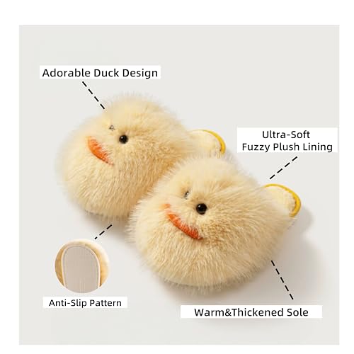 Women's Cartoon Fuzzy Duck Slippers-Cozy Warmth for Indoor Relaxation and Home Wear4