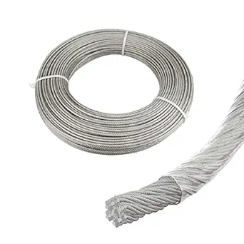 Muzata 165ft Crystal Vinyl Coated Wire Rope 1/8