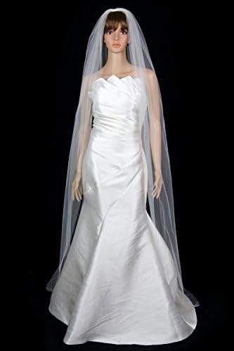 Bridal Wedding Classic Veil Ivory 1 Tier Long Chapel Length Standard Cut Edge