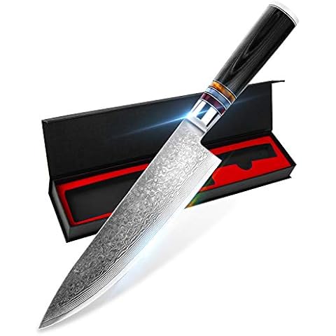 YAIBA Chef Knife 8 Inch Damascus Japanese Knife VG10 Stainless Steel, Razor Sharp Kitchen Cooking Knife with Ergonomic Handle Cover