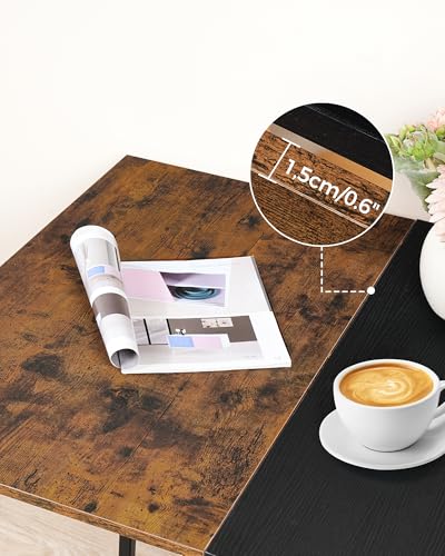 CHOEZON Klappbarer Esstisch, Küchentisch, mobiler Tisch, Klapptisch mit 6 feststellbaren Rollen und 2 Ablagen, für Küche, Wohnzimmer, Wohnung, Rustikales Braun und Schwarz DTCZ01BF