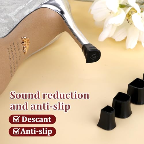Image of 10 Pairs Heel Caps for High Heels, 5 Sizes Heel Covers for High Heel Shoes Black High Heel Protectors Non-Slip Heel Stoppers for High Heels Replacement Tips Caps for Walking on Grass and Uneven Road