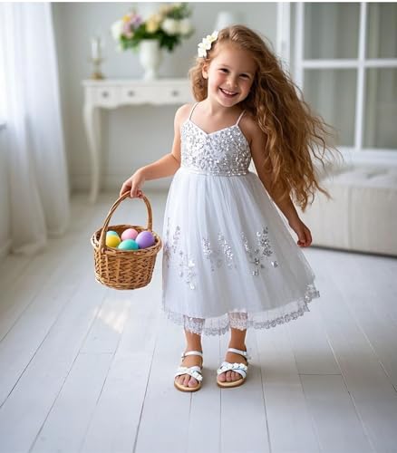 Image of THEE BRON Toddler Girls Sandals Wedding Flower Girl Dress Shoes Open Toe Flats