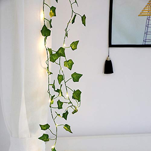 Ivy String Lights, Vine Lights, Fairy Lights Garland Wreath Artificial Green Leaf Flowers Valentine's Day Party Wedding Garden Christmas Decor Room Indoor Outdoor Decoration.(6.5Ft 20Leds) #TOP5
