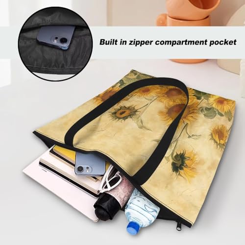 Image of Art Lover Zippered Tote Bag Waterproof Large Work Tote Bags, Artwork Women's Purse Handbags Travel Totes