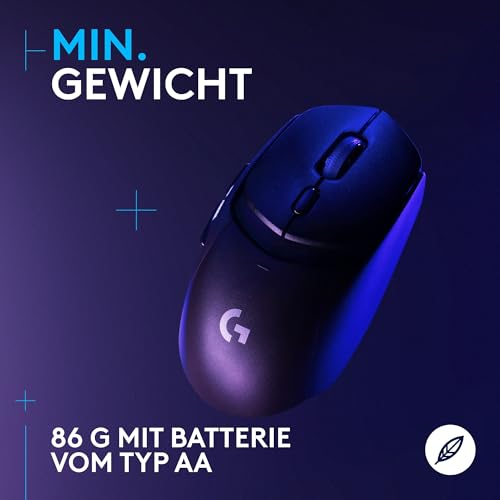 Logitech G G309 LIGHTSPEED kabellose Gaming-Maus, leicht, LIGHTFORCE-Hybridschalter, HERO 25K-Sensor, &uuml;ber 300 Stunden Akkulaufzeit mit AA-Batterie, 6 programmierbare Tasten, PC und Mac - Schwarz