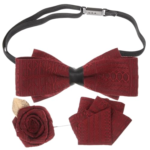 Set de corbata de moño para mujer color rojo oscuro