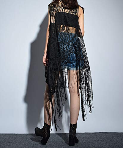 Sexy Lace Cardigan Women Vest Casual Hollow Out Perspective Plus Size Irregular Long Beach Elegant Tops Waistcoat2