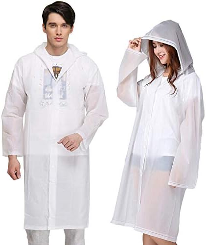 Rain Poncho for Adults, Reusable Raincoat with Hoods, Sleeves and Buttons, Thicken Waterproof Men Women Clear Ponchos for Outdoors, Theme Parks, Hiking, Camping, School Sporting - 2 Pack