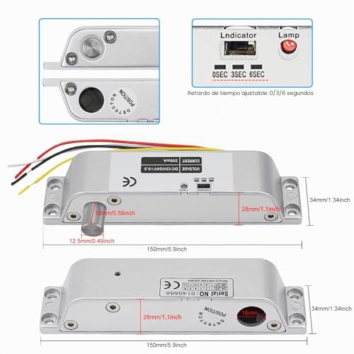 Miniatura 3 de Libo Kit De Conjunto Completo De Teclado De Control De Acceso Rfid 125khz Con Dc12v Cerradura Eléctrica Cerradura De Perno Electrónico, 3a Fuente De Alimentación, Botón De Salida
