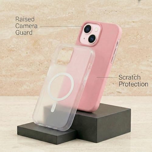 Image of amazon basics Luxury MagSafe Compatible Magnetic Case for iPhone 15 | Soft Touch Matte Pastel Finish | Shockproof Back Cover with Camera Protection (Pink)