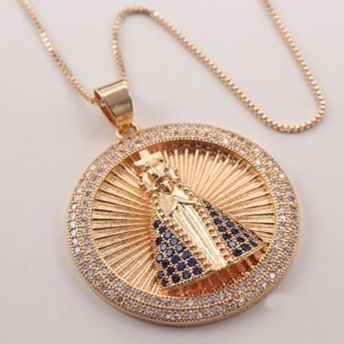 Conjunto Feminino Banhado a Ouro - Proteção de Nossa Senhora + Bolsa de Veludo