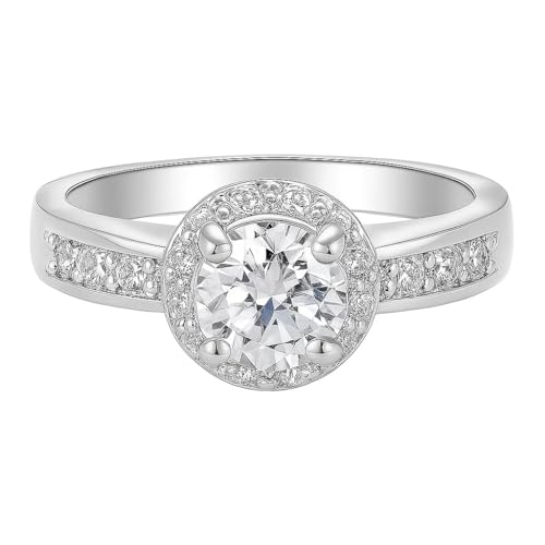 FAIRY COUPLE Halo CZ Ring for Women – Looks Like Real Diamond, Sparkly Promise Ring, Fake Engagement Ring, Birthday & Everyday Gift, Fashion Jewelry R67