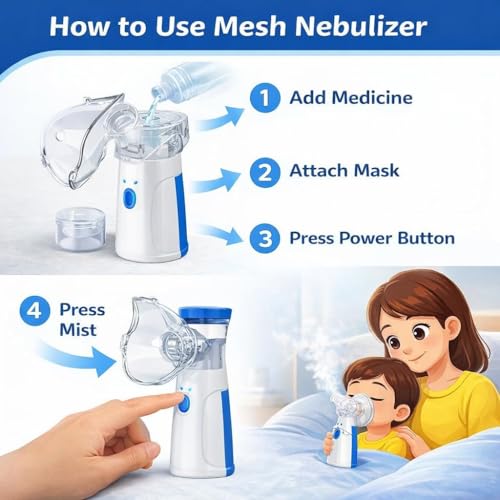 Image of TEKCOOL Nebulizer,Portable Mesh Nebulizer Mini Vaporizer Handheld Atomizers for Adults and Children,Ultrasonic Humidifier for Home and Travel Use, Steam Mesh Inhalator(Blue-Self Cleaning Upgrade)'