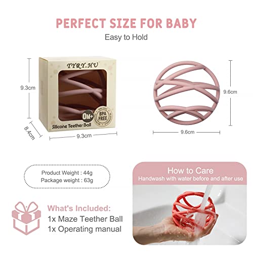 Baby-Sensory-Teether-Ball-Grasping-Activity-Infant-3-6M-Chew-Teething-Toy-Birthday-Maze-O-Ball-Toys-Heals-Aching-Gums-for-Newborn-Boys-and-Girls-Ages-6-12-Months-BPA-Free-Food-Grade-Safety-Silicone