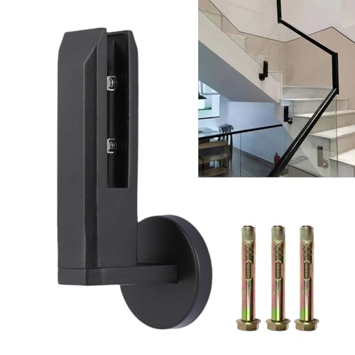 KMERCE Abrazadera de Vidrio de Piscina, Postes de balaustrada de vidrio de balcón y barandilla de escalera, Pinza de vidrio pesado, acero inoxidable, Para vidrio 6-16 mm (1, Negro)