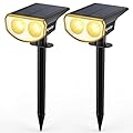 Kyosho Solar Spot Lights Outdoor Warm White, 38 LEDs Solar Landscape Lights IP67 Waterproof, 2-in-1 Outdoor Spotlights Garden Wall Lights with 3 Modes for Tree, Yard, Patio