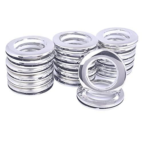 Ailejia 11735 20 Pack Curtain Grommets Lnner Diameter Silencer Sliding Large Grommets Sheers Grommets Reusable Silencer Sliding Easy Snap Install Silver 1.7 Inch Grommet Kit Fasteners cover