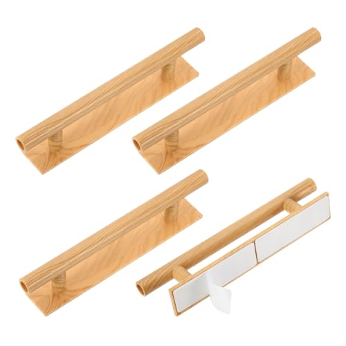 sourcing map - sourcing map Lot de 4 poignées de placard autocollantes rondes en plastique adhésif de 15,2 cm pour armoire de cuisine, fenêtre, porte de placard coulissante (grain de bois clair)