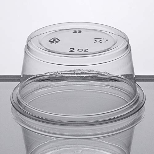 Image of 2 oz Clear Plastic Souffle Cups, BPA Free Portion Cups With Lids, 100 Sets | Perfect for sauces, dressings, condiments, samples, snacks and portion control applications