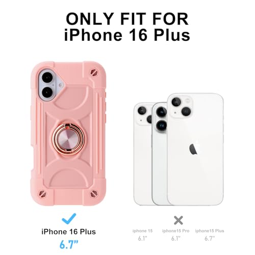 Image of MARKILL Compatible with iPhone Case with Ring Stand, Military Grade Drop Protection Full Body Rugged Heavy Duty Protective Durable Cover iPhone. (Pink, iPhone 16 Plus 6.7 inch)