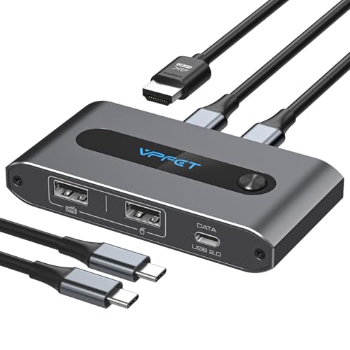 USB C KVM Switch 2 Computers 4K@60Hz HDMI KVM Switches for 2 USB-C Port Laptops Share Single HDMI...