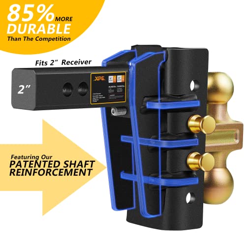 Xpe Trailer Hitch,6 Inch Adjustable Drop Hitch,Fits 2 Inch Receiver, 25,000 Lbs Gtw - Tow Hitch For Heavy Duty Truck, Manic Beast, Solid Truck Hitch,Ultra Silent Adjustable Trailer Hitch X-652006 #TOP1