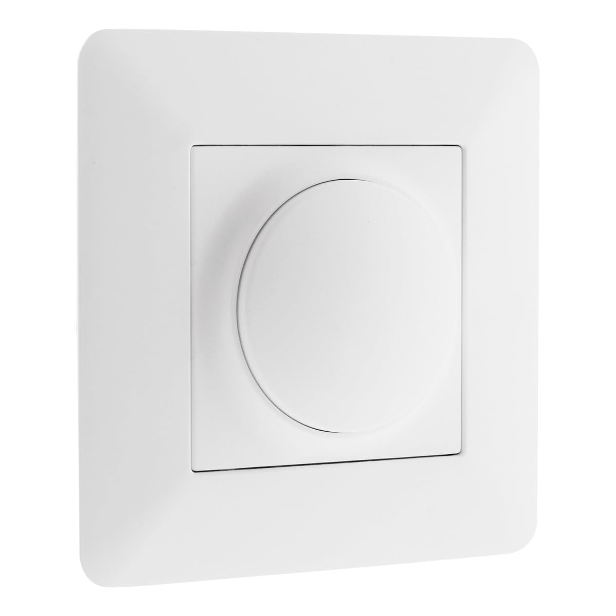 Zenitech - Ściemniacz Obrotowy Kompatybilny z LED - Montaż Podtynkowy, Kompaktowy Silnik, Precyzyjna Regulacja - Wspornik Clip-On - Płyta 86 x 86 mm - Biały